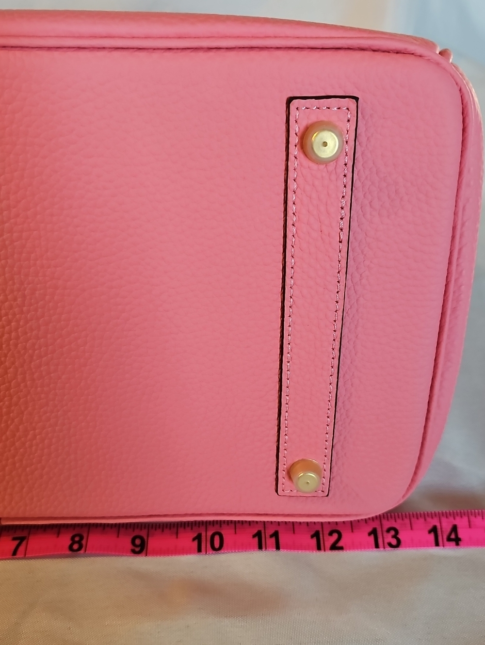 Pink Structured Leather Tote Handbag - Picture 9 of 14